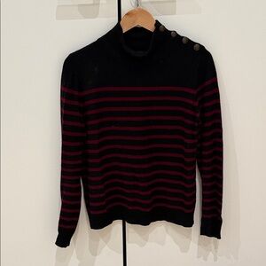 Nili Lotan Striped Black and Red cashmere turtleneck
